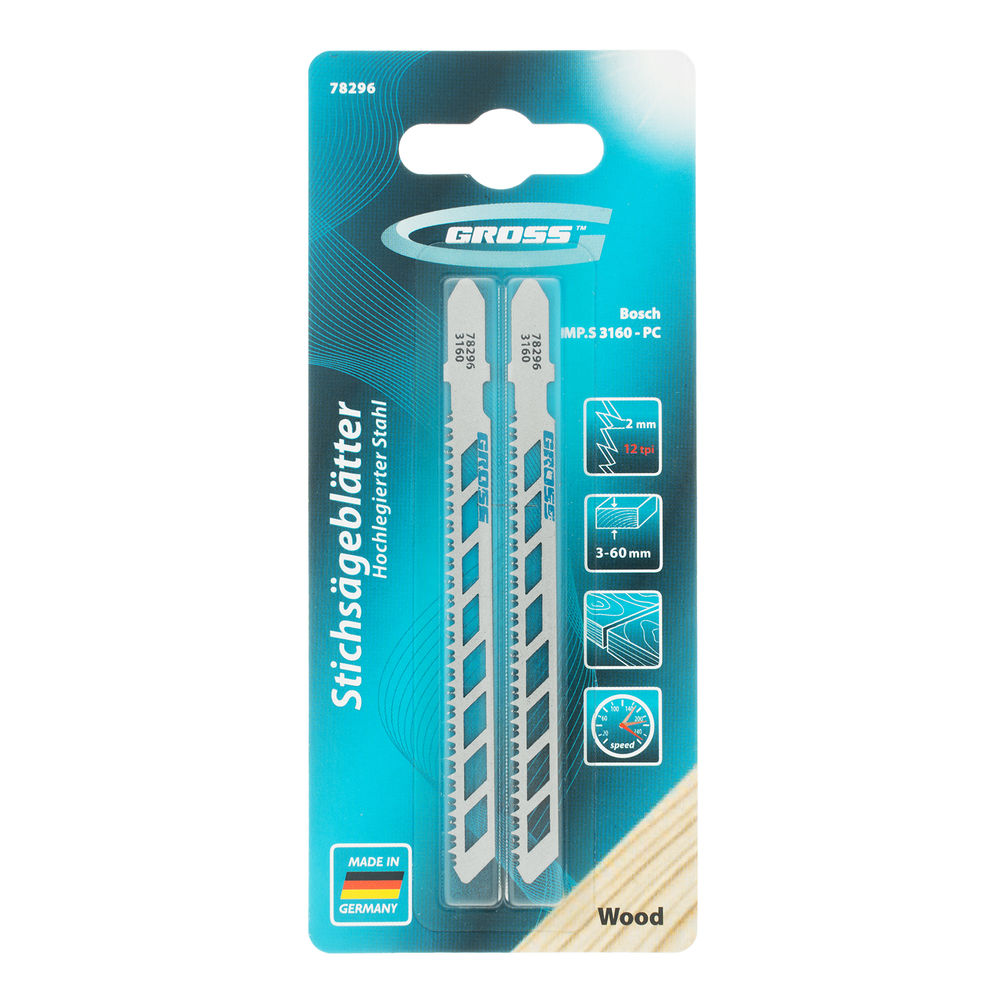 Полотна для электролобзика по дереву, улучшенный чистый рез, 2 шт. ( 3160 - PC ) Gross