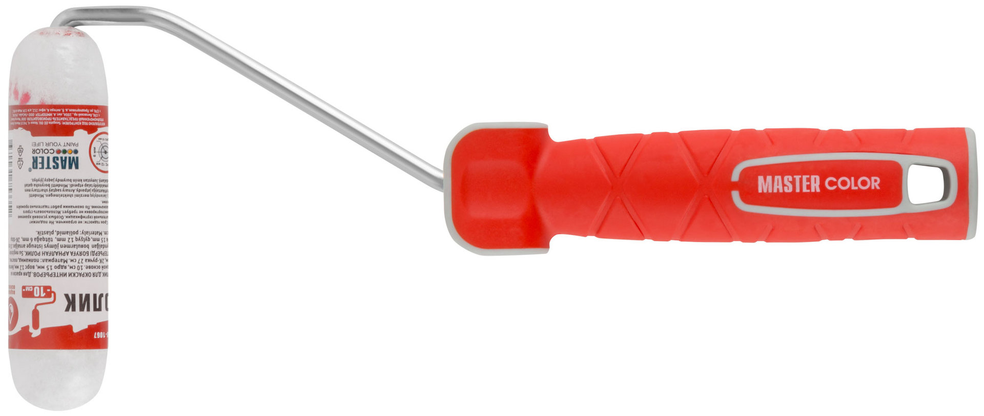 Ролик, ядро 15 мм, полиамид, ворс 12 мм, 2К-ручка 27 см, 100 мм (30-1067)