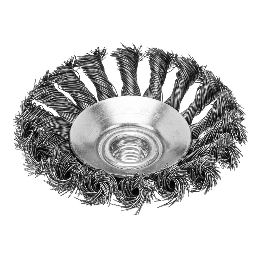 Щетка для УШМ, 100 мм, М14, тарелка, крученая проволока 0.5 мм Matrix (74609)