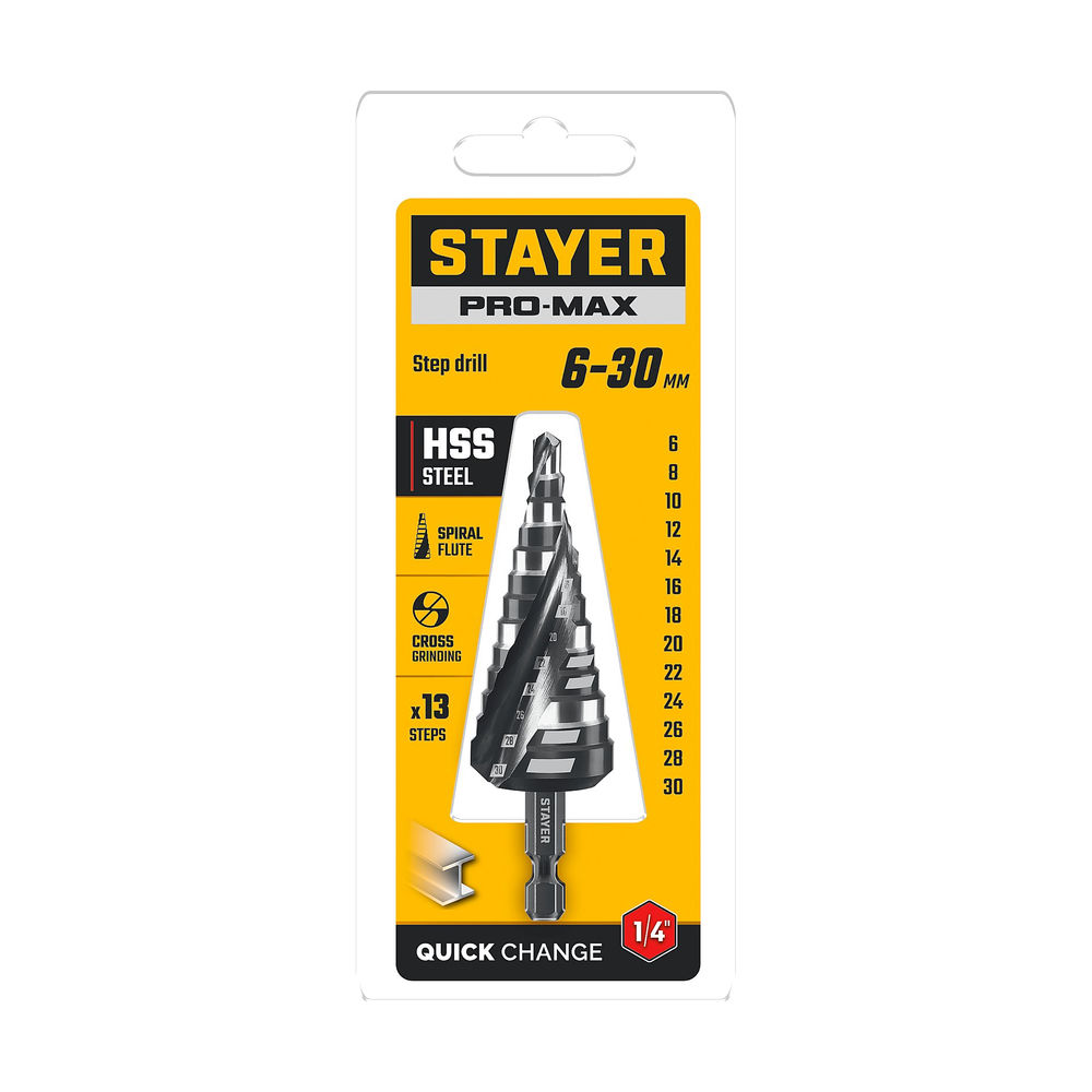 Сверло по стеклу и кафелю 4х кромка HEX 1/4 STAYER 8 мм 2985-08_z01  