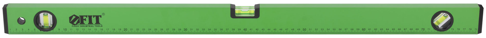 Уровень Техно, 3 глазка, зеленый корпус, фрезерованная рабочая грань, шкала 800 мм (18118)