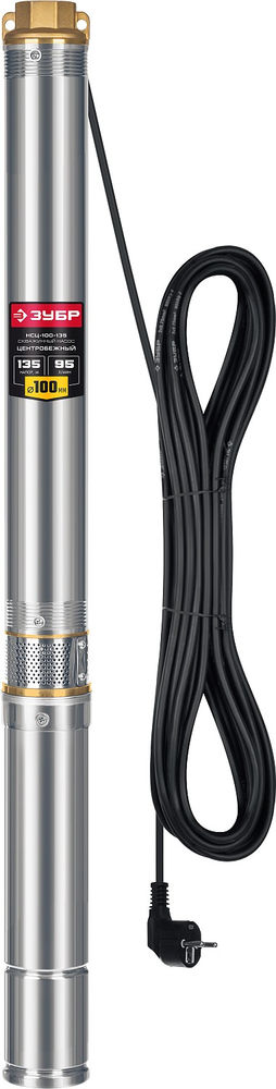 Насос скважинный центробежный 1800 Вт, 135 м напор, корпус из нержавеющей стали ЗУБР НСЦ-100-135