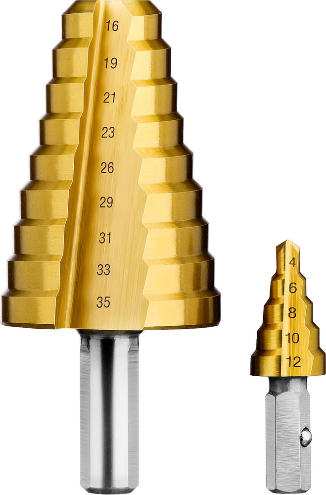 Сверло ступенчатое составное 4–35 мм, 15 ступеней, покрытие NiT ЗУБР 29673-4-35
