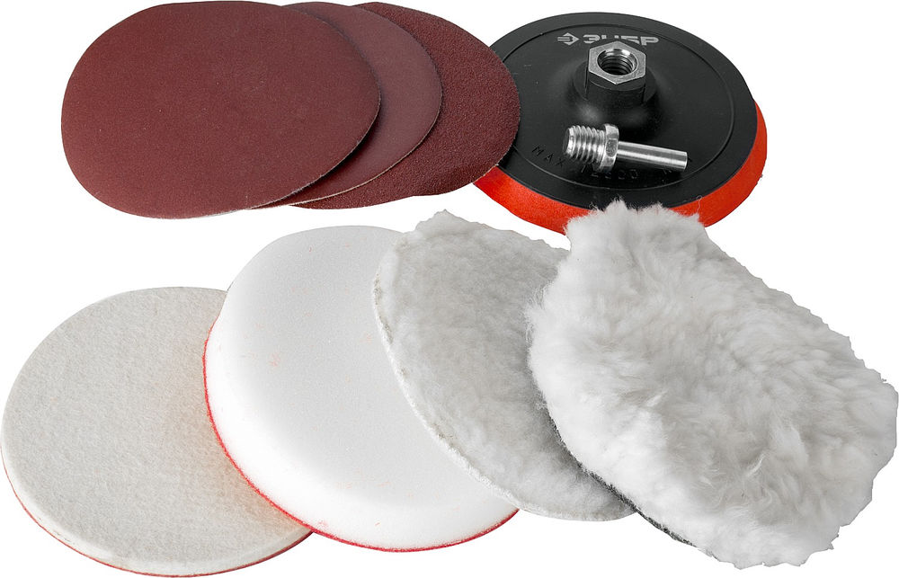 Набор насадок полировальных для дрели/УШМ 7 шт, 125 мм ЗУБР 3591-125-H7