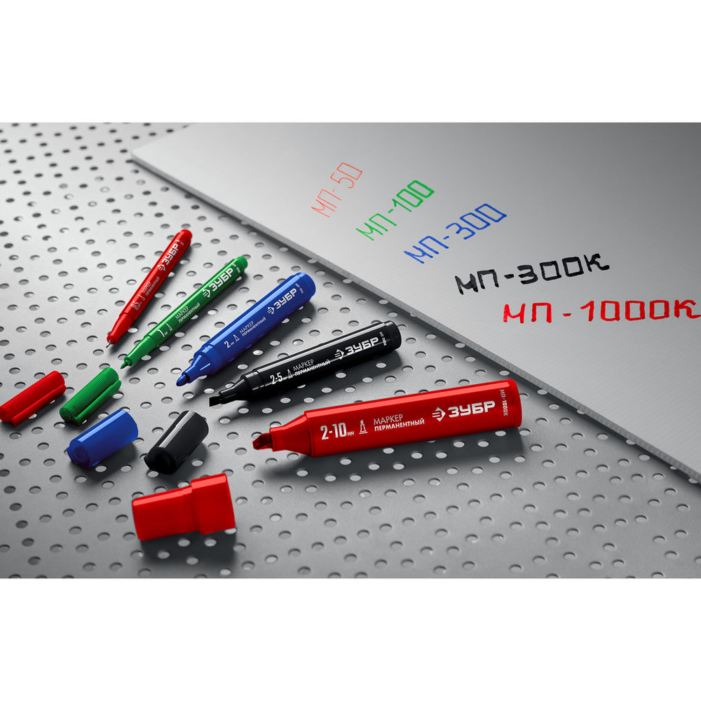 Перманентный маркер клиновидный МП-1000К зеленый, 2-10 мм ЗУБР 06333-4