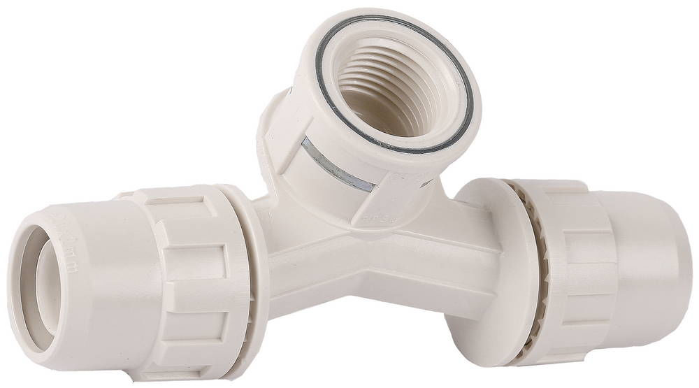 Тройник переходной со смещением ШиреФит штуцер с гайкой - внутренняя резьба - штуцер с гайкой 20 мм - 1/2 - 20 мм ЗУБР 51504-20-1/2-20