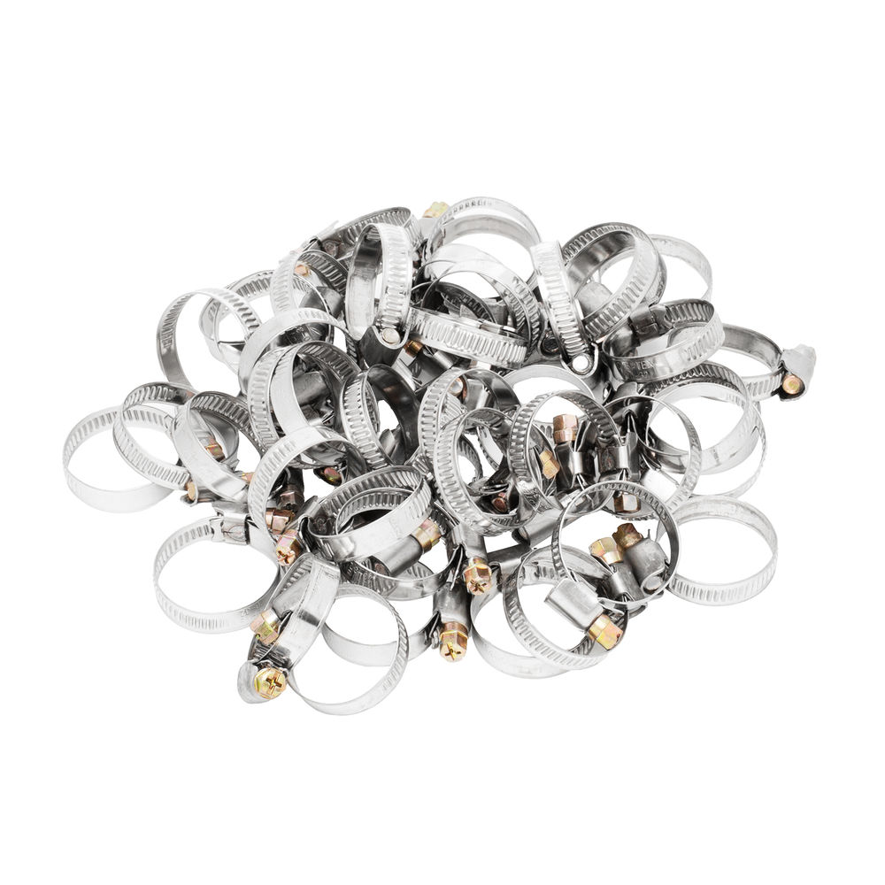 Хомуты нержавеющая сталь, Стандартное болтовое крепление 20-32 мм, 50 штук в упаковке, ширина 9 мм Сибртех (47580)