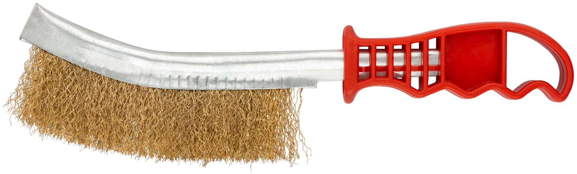 Корщетка с изогнутой пластиковой ручкой, латунированная тип В (38408)