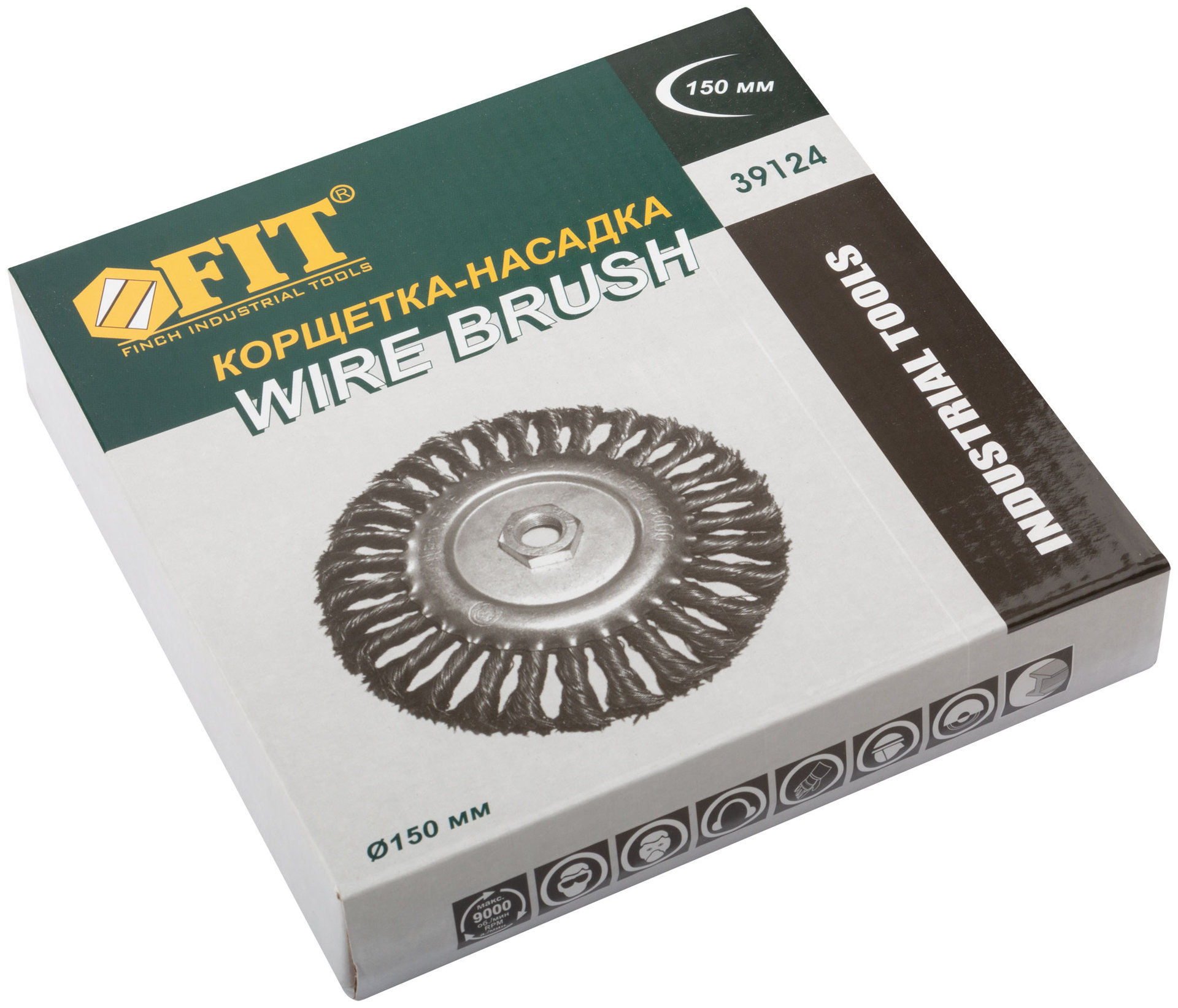 Корщетка-колесо, гайка М14, стальная витая проволока 150 мм (39124)