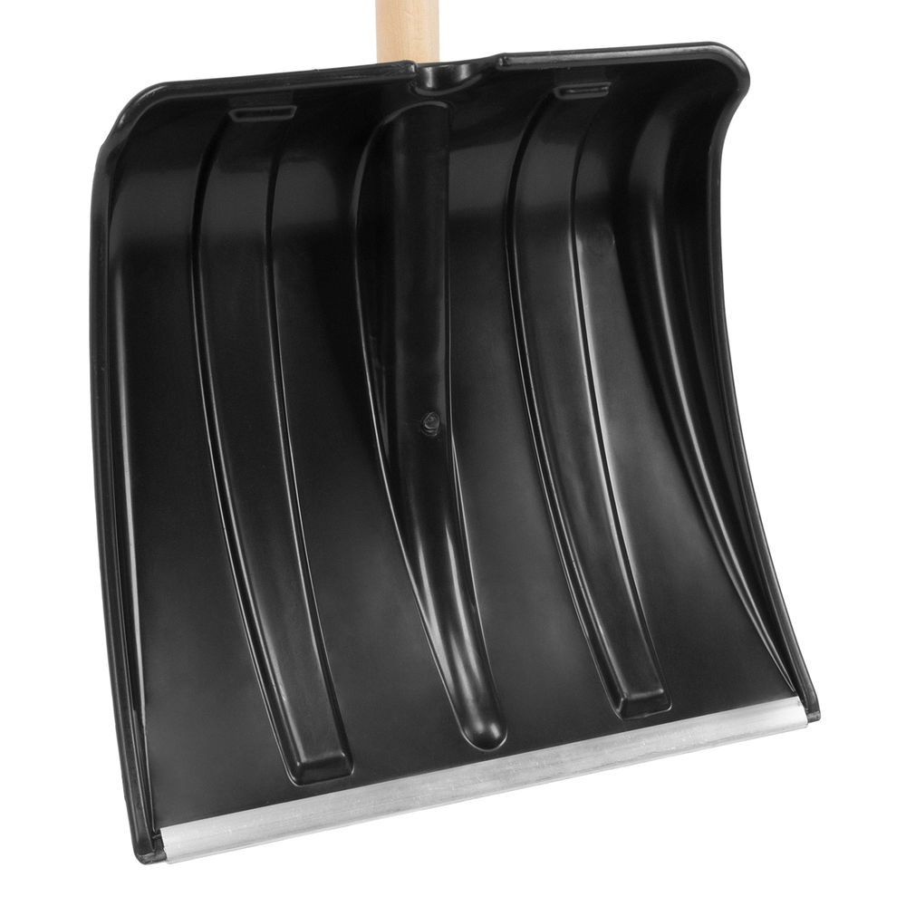 Лопата для уборки снега пластиковая, 380х350х1370 мм, деревянный черенок (61697)