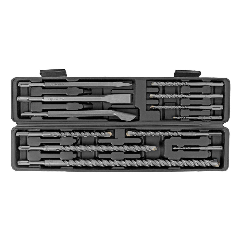 Набор буров по бетону, 5-6 х 110, 8-10-12 х 160, 14-16 х 210, 18 х 300, 20 х 450 мм, зубила, SDS Plus Matrix (71097)