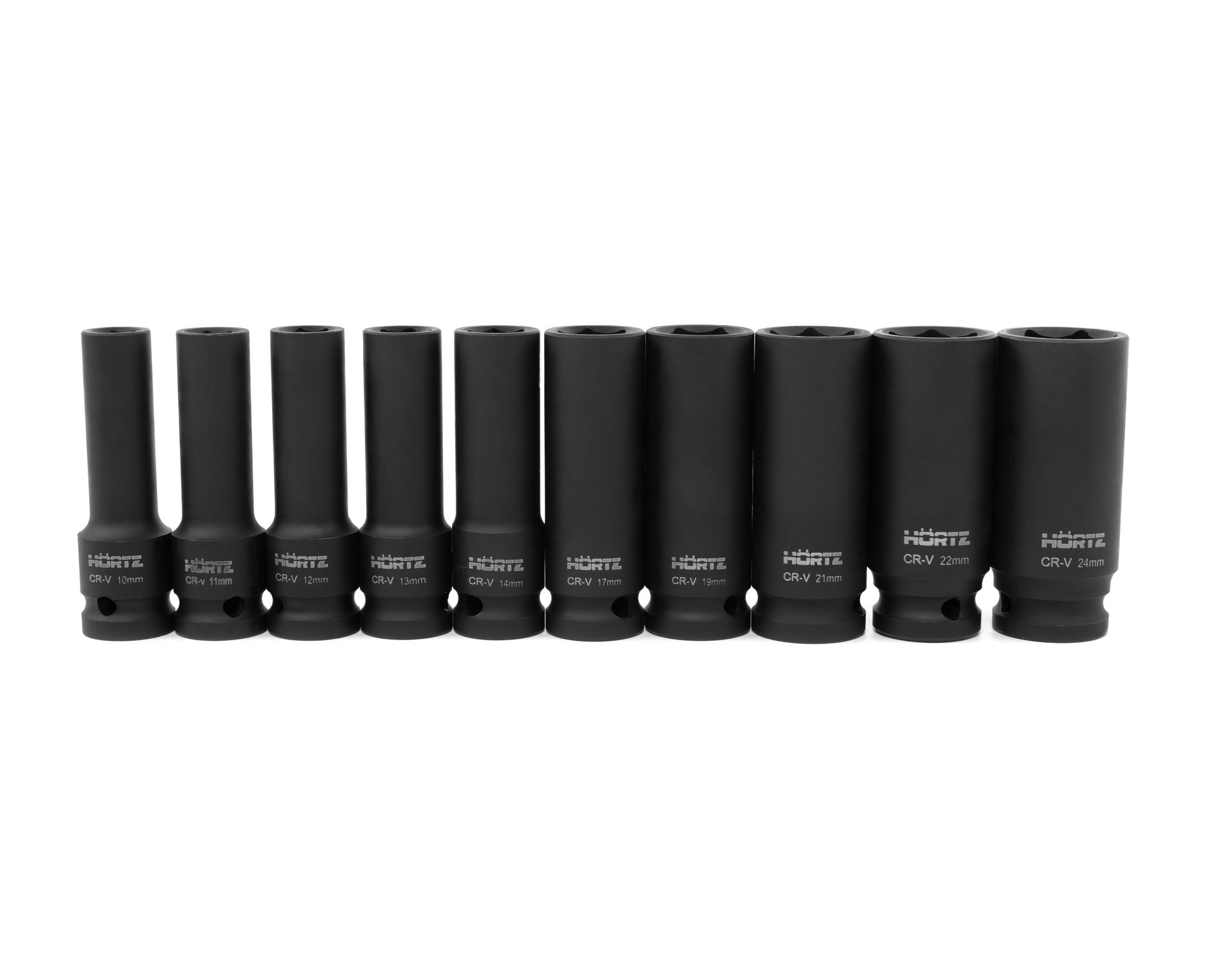 Набор ударных удлиненных головок 1/2" (10 - 24мм) 10 предметов, HORTZ