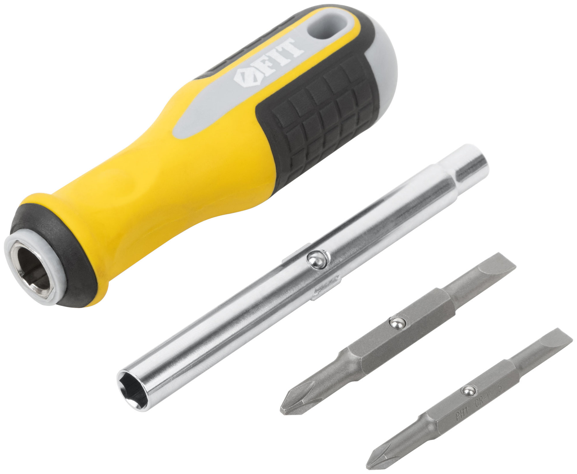 Отвертка с переставным жалом Старт, CrV сталь, 6-в-1, стежень 115 мм, прорезиненная ручка (56223)