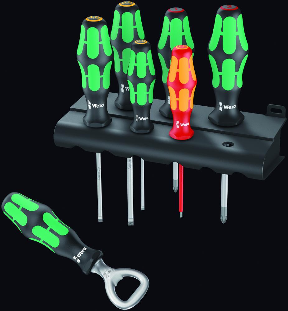 Промо-набор: 350/335/160i/7 Набор отвёрток + подставка + открывалка, 7 пр., PH 1-2, SL 3-4-5.5, SL VDE 2.5 (WE-203775)