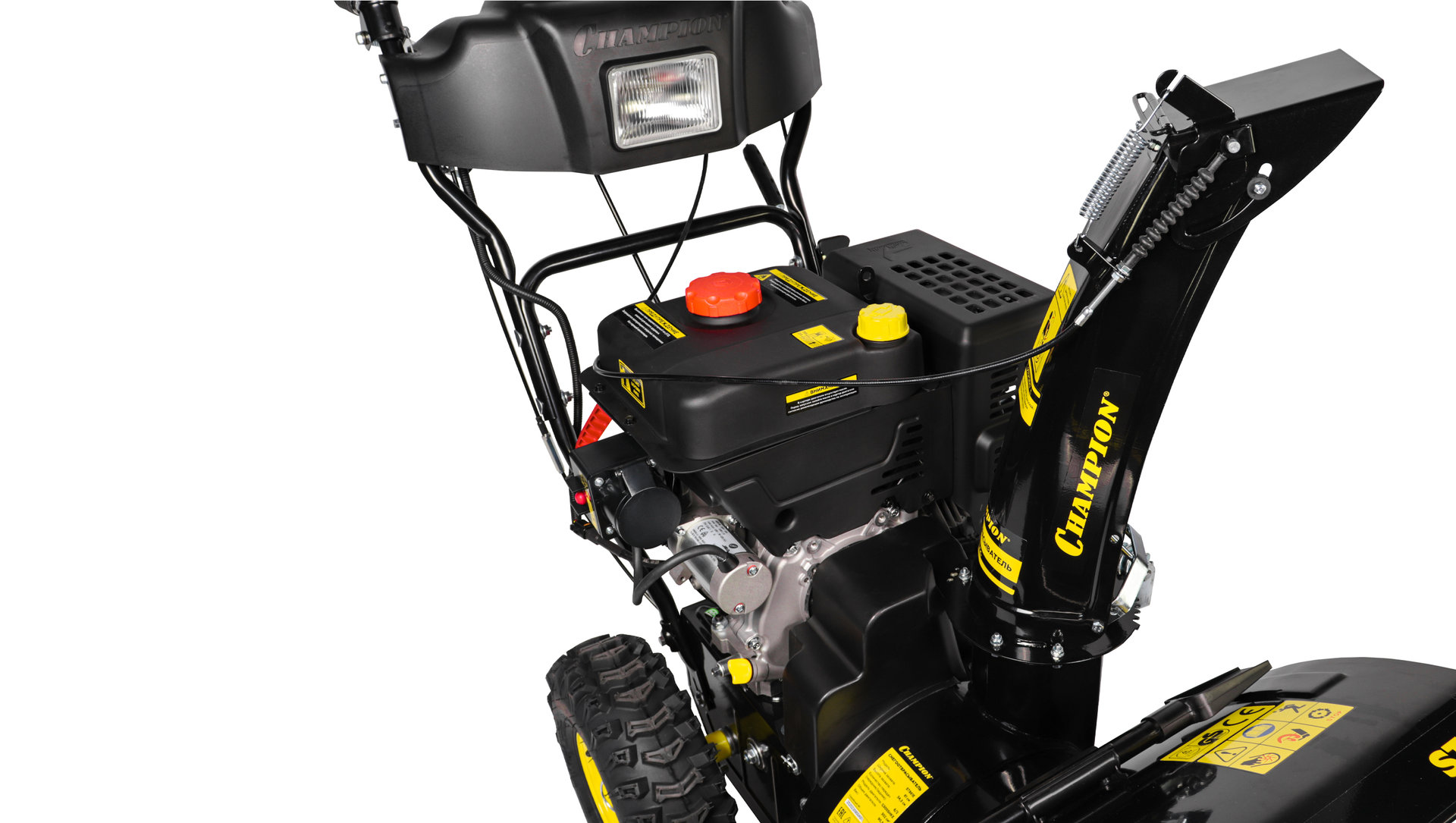 Снегоотбрасыватель CHAMPION ST861E (10лс61см6F/2Rколеса4л90,5кг эл.стартер,фара,обогрев,зимний дв.) (ST861E)