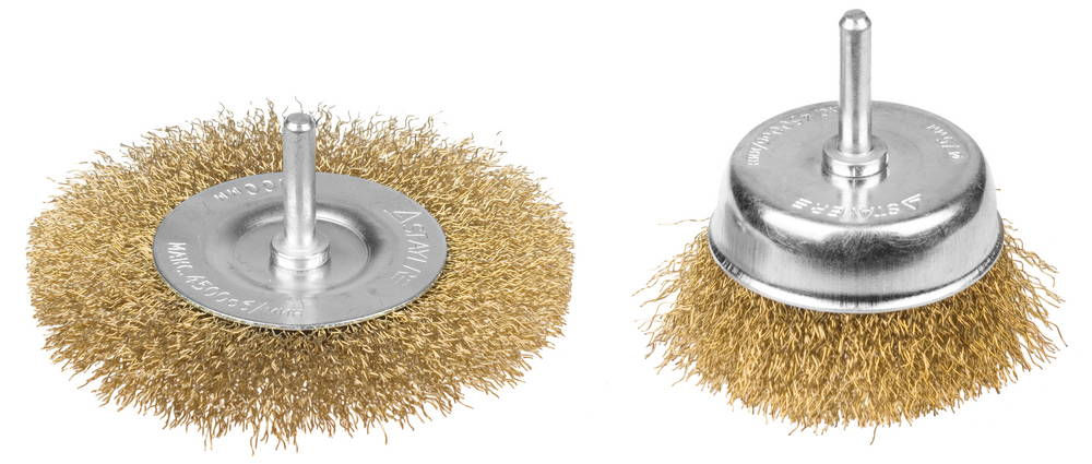 Набор щеток-крацовок для дрели 2 шт, витая стальная латунированная проволока 0.3 мм STAYER Professinal 35150-H2_z01
