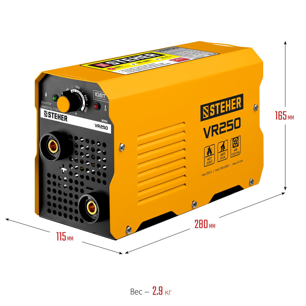 Аппарат сварочный инверторный ММА STEHER 250 А макс. электрод O 5.0 мм VR-250  