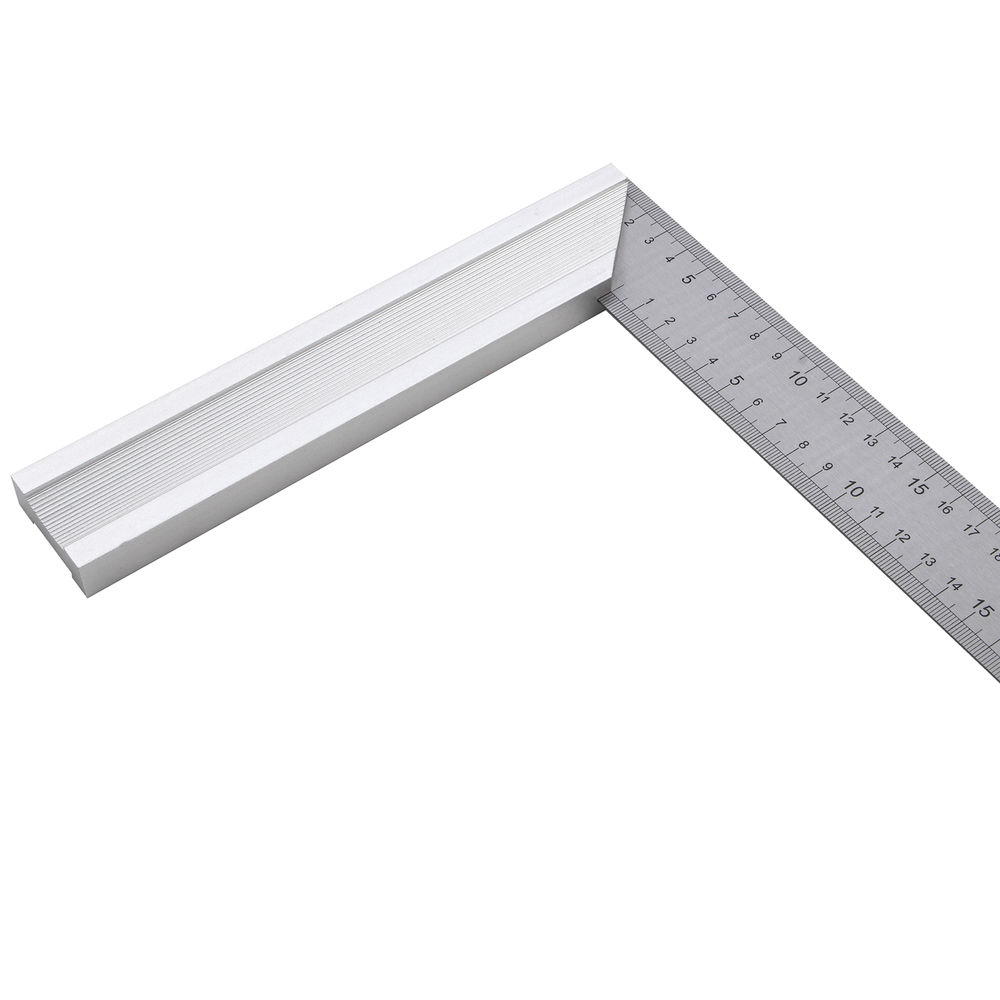 Угольник стальной 400 мм, нержавеющая сталь, градуировка, алюминиевое основание Denzel (32398)