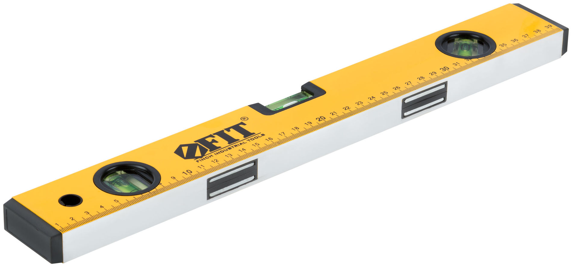 Уровень Старт, 3 глазка, желтый корпус, фрезер. рабочая грань, магниты, шкала 400 мм (18131)