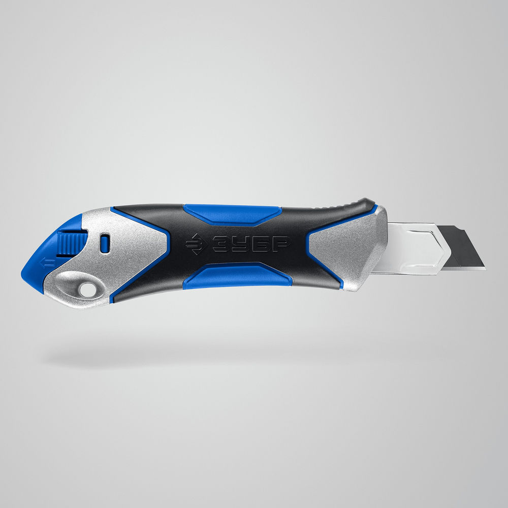 Металлический обрезиненный нож с винтовым фиксатором 18 мм Профессионал ЗУБР Титан-В 09174