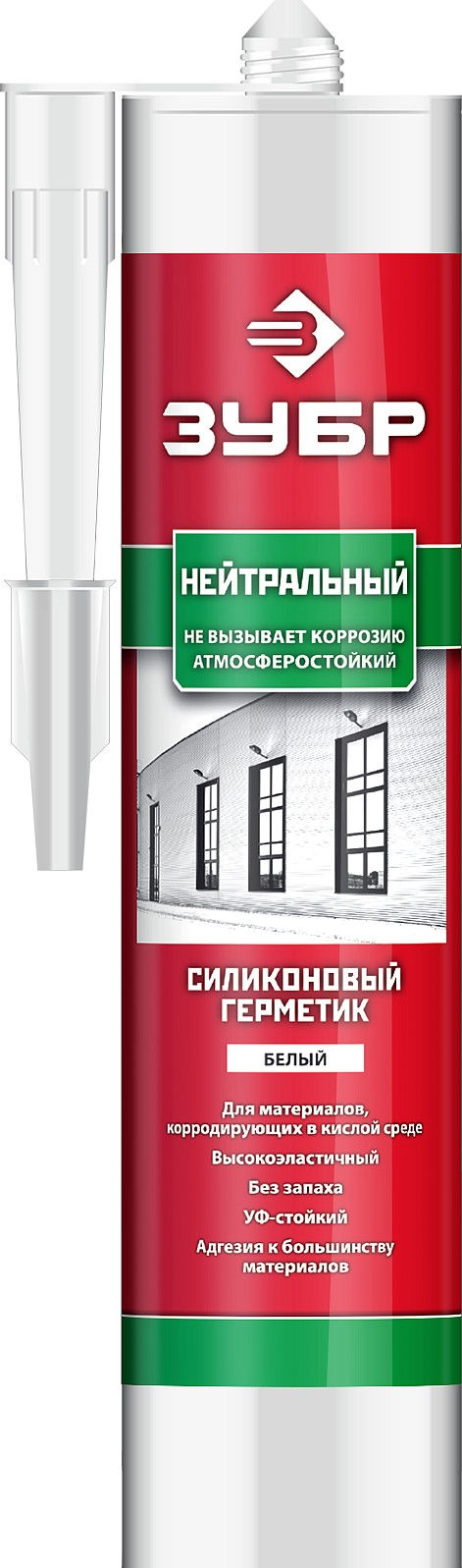 Герметик силиконовый нейтральный 280 мл, белый ЗУБР 41237-0