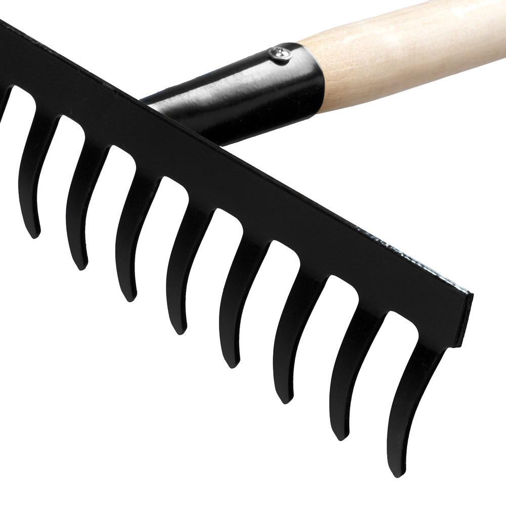 Грабли стальные, 300х1300 мм, 12 прямых зубьев, деревянный черенок, Сибртех (61741)