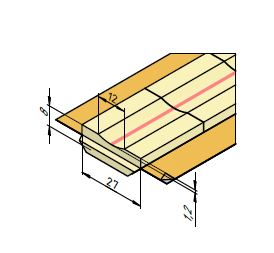 Керамическая подкладка трапециевидная КЕДР КП-12К (ширина 27 мм, канавка 12 мм скругленная, длина 600 мм)