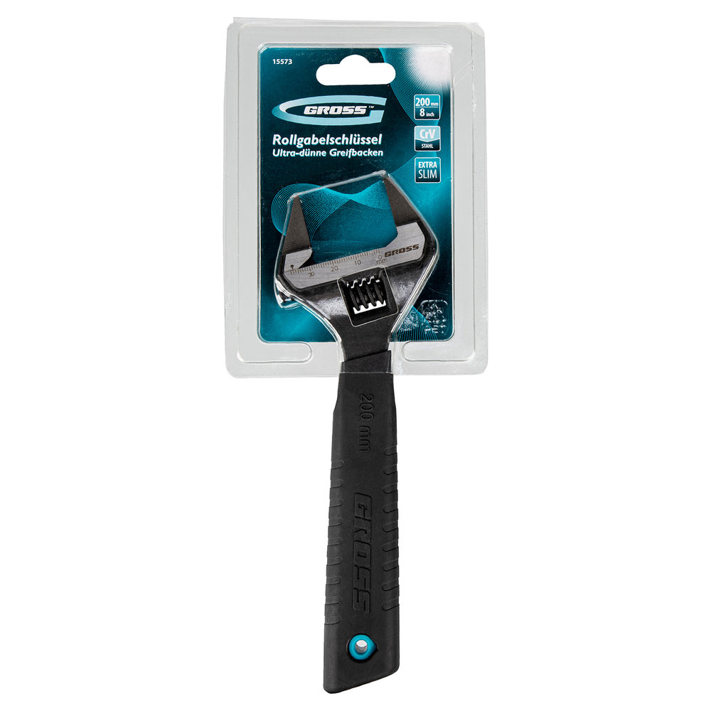Ключ разводной, 200 мм, CrV, ультратонкие губки Gross