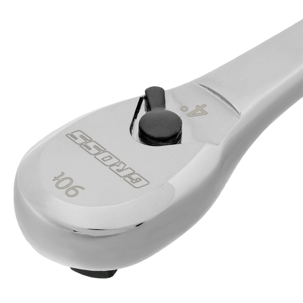 Ключ-трещотка 3/8, CrV, 90 зубьев, усиленный, хром Gross