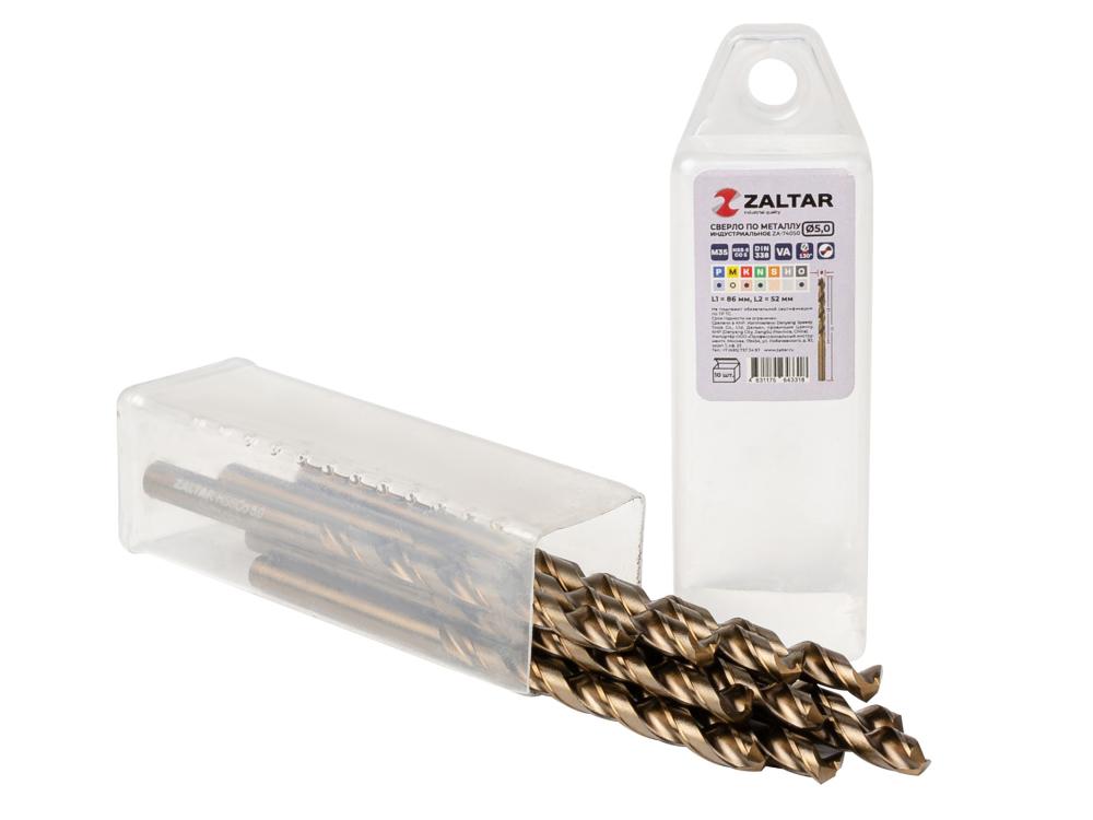 Комплект свёрл по металлу индустриальных, 10 шт, DIN 338, HSS-E Co5, Тип VA, 5xD, O5.00 мм (ZA-74050-S10)