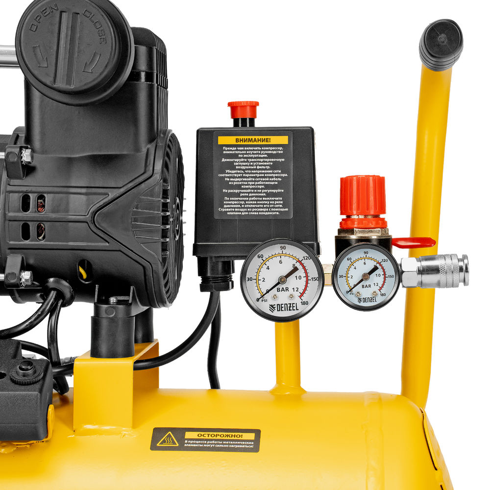 Компрессор безмасл. малошумный DLP-950/24, 950Вт,24 л, 2850 об/мин, 170 л/мин Denzel (58142)