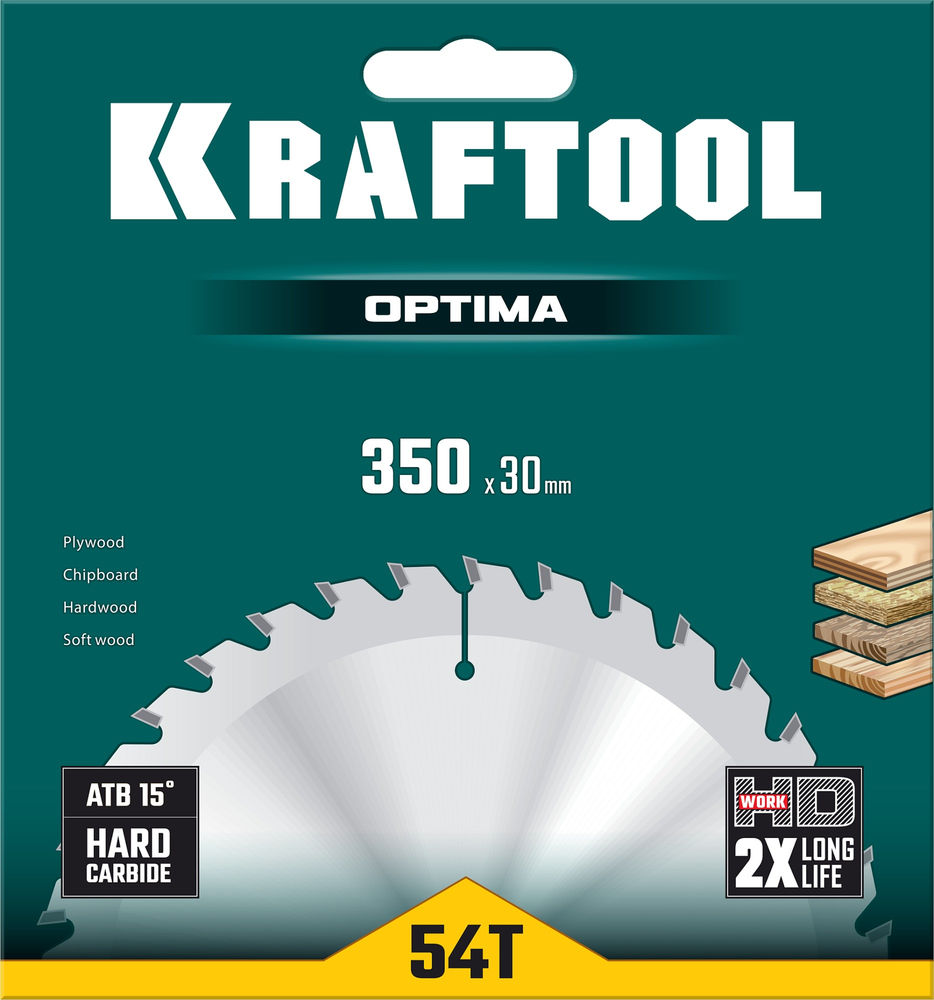 Пильный диск по дереву Optima, 350 х 30 мм, 54Т KRAFTOOL 36951-350-30
