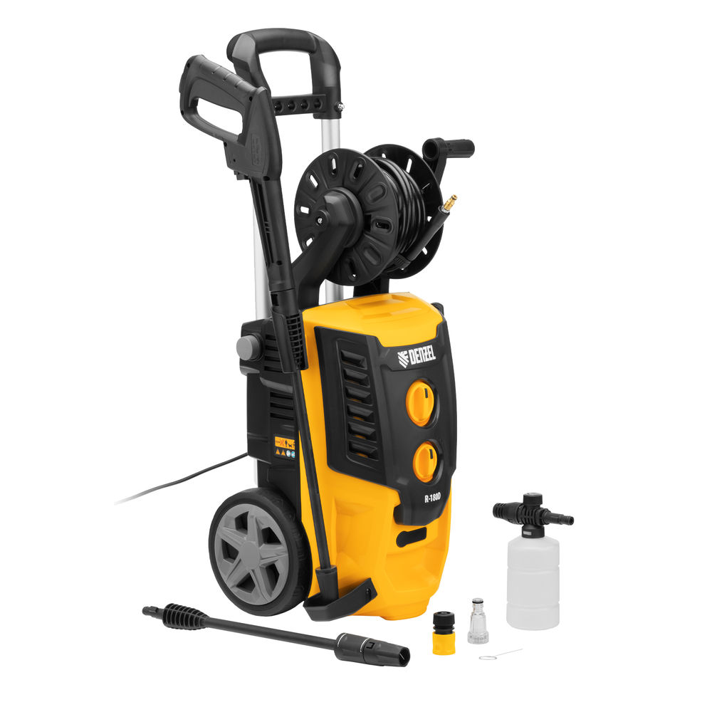Моечная машина высокого давления R-180D, 2200 Вт, 180 бар, 380 л/ч, с барабаном Denzel (58239)