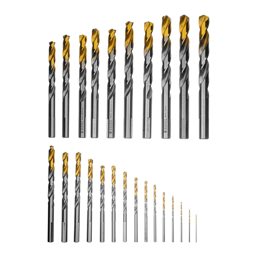 Набор сверл по металлу, 1-13 мм, Р6М5-TiN, Golden Tip, 25 шт Denzel (723009)