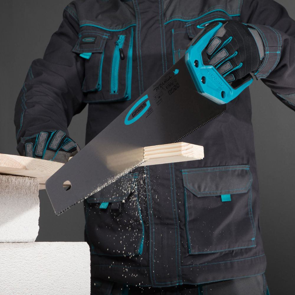 Ножовка по дереву Piranha, 450 мм, 11-12 TPI, зуб-3D, каленый зуб, двухкомпонентная рукоятка Gross