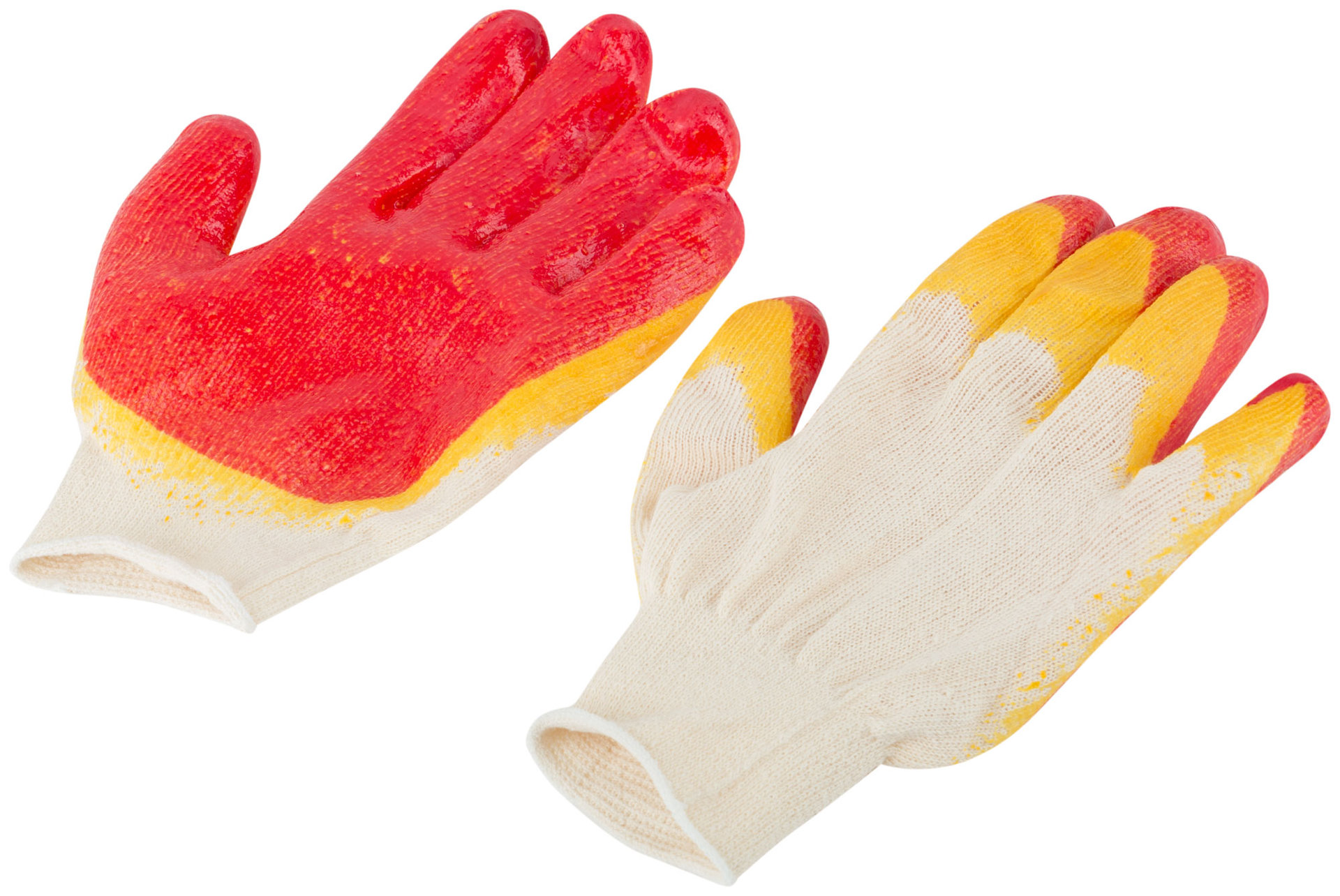 Перчатки вязаные х/б с двойной латексной заливкой наладонника (12469)