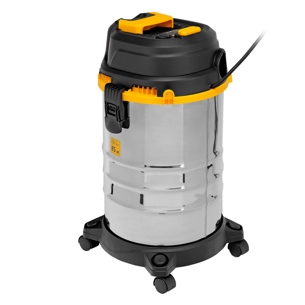 Пылесос строительный RVC30, 1400 Вт, бак 30 л, шланг 3 м, розетка с автосинхр. Denzel (28203)