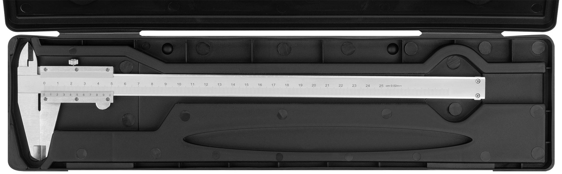 Штангенциркуль металлический нержавеющий 250 мм/ 0,02 мм ( пластиковый кейс ) (19846)