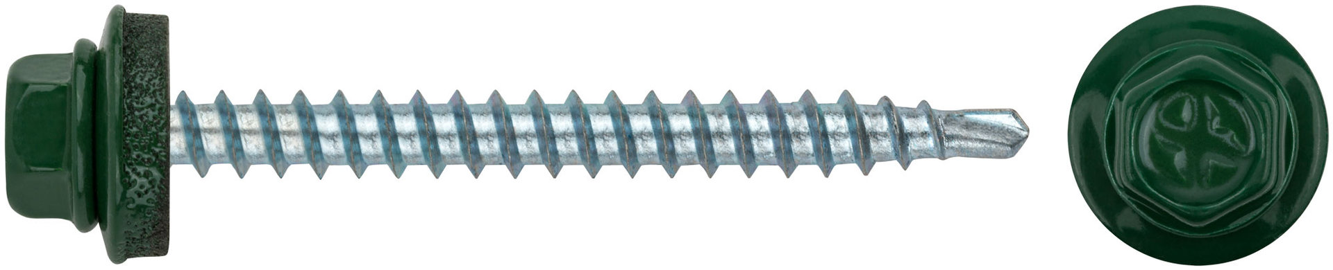 Шурупы кровельные со сверлом 4.8 х 50 зеленый, RAL 6002 250 шт. (фасовка) (23542-4)