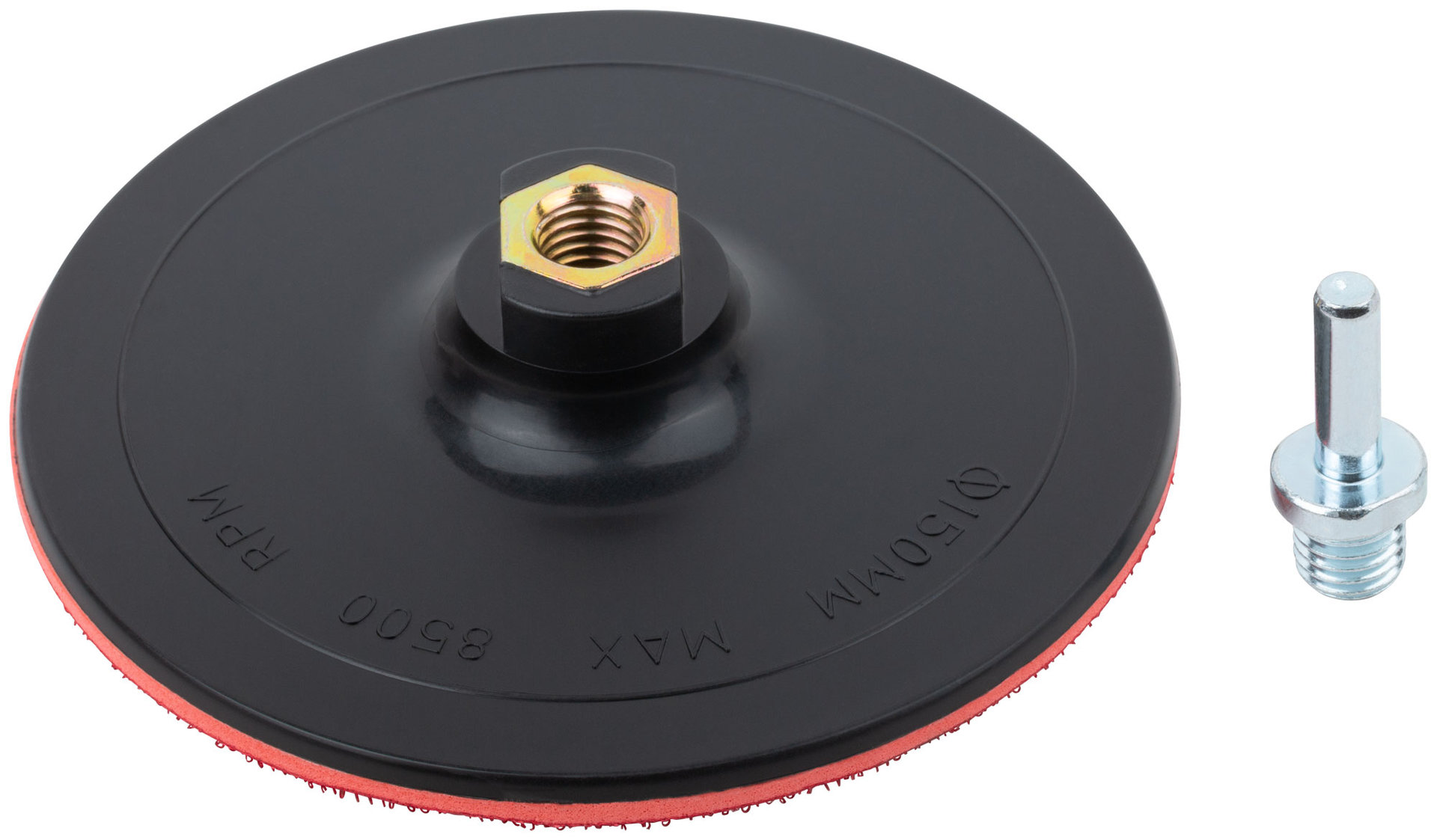 Диск шлифовальный с липучкой, гайка М14 + переходник для дрели, 150х3 мм (39626)