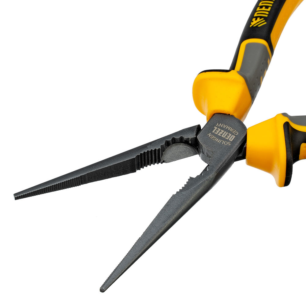 Длинногубцы прямые 205 мм, трехкомпонентные рукоятки Denzel (17302)