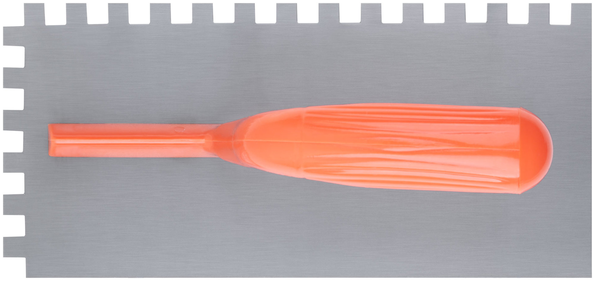 Гладилка стальная с пластиковой ручкой, 280х130 мм зубчатая, зуб 10х10 мм (05139)