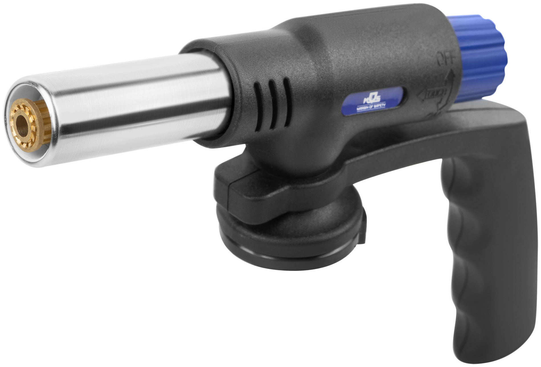 Горелка газовая на цанговый баллон, пласт.корпус с рукоятью, с пьезоподжигом, сопло 22 мм (67658М)