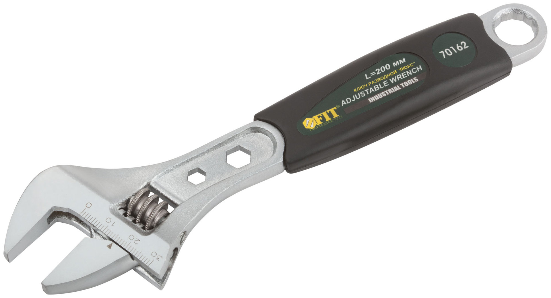 Ключ разводной Люкс, шкала, увелич.захват, прорезин.ручка 200 мм ( 30 мм )