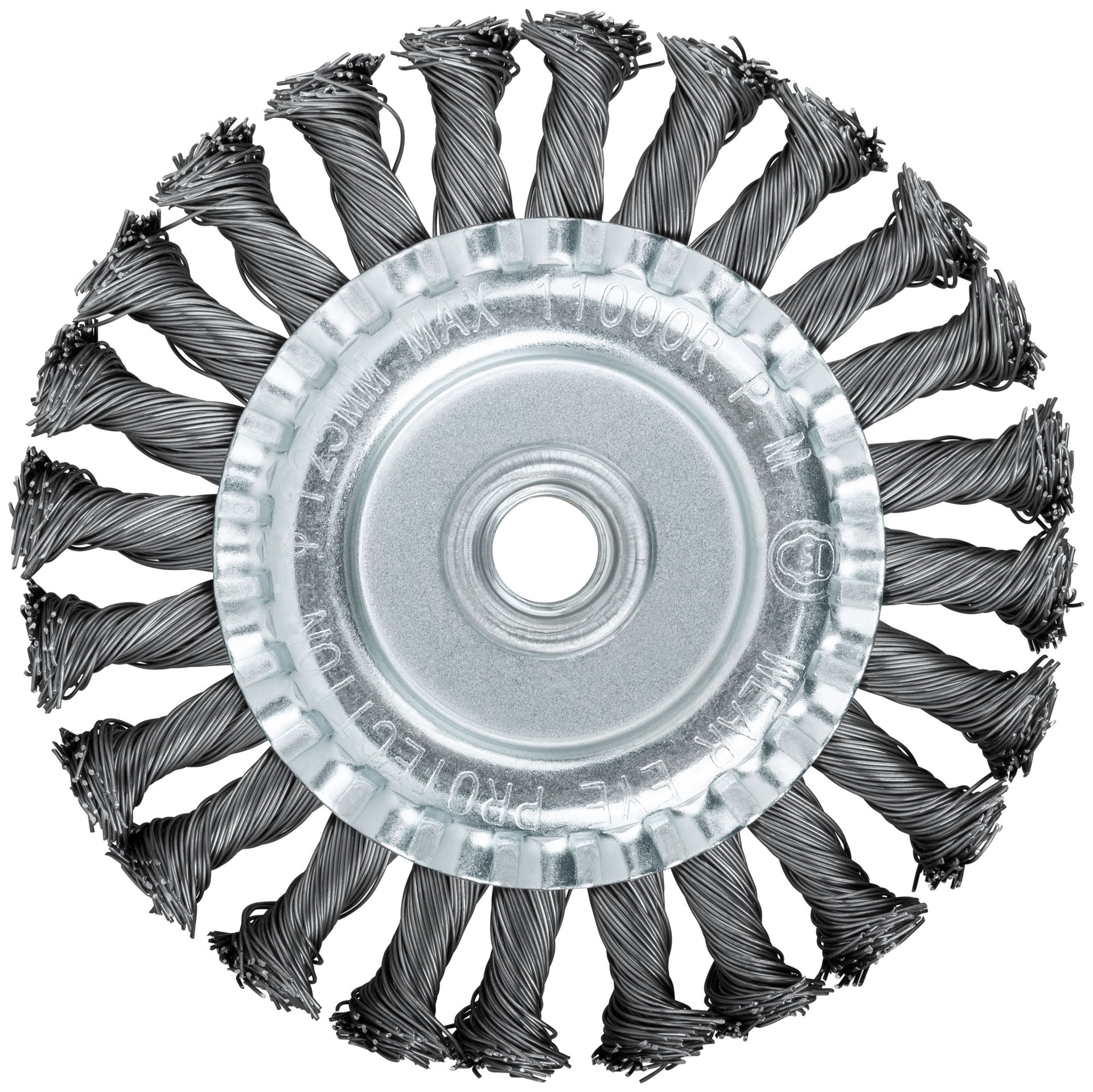 Корщетка-колесо, гайка М14, стальная витая проволока 125 мм (39123)