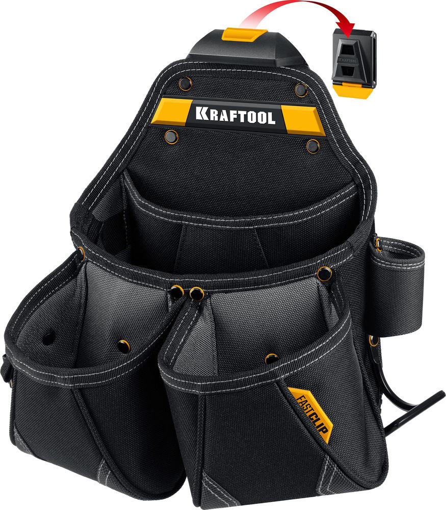 Сумка поясная 350 х 320 мм с быстросъёмным креплением FastClip KP-15 KRAFTOOL 38771