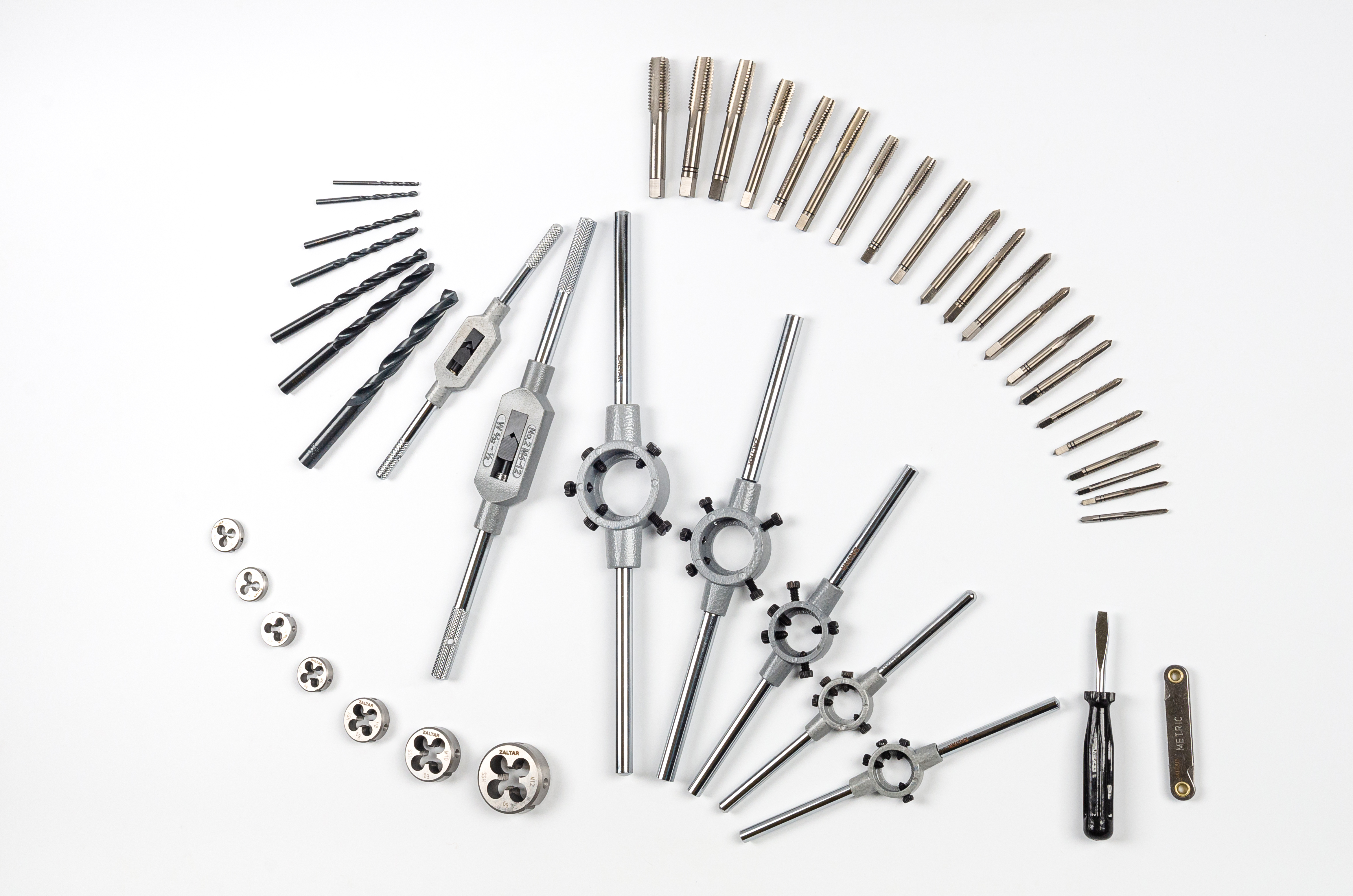 Набор резьбонарезного инструмента 15S HSS, 44 пр., M3-M4-M5-M6-M8-M10-M12 (ZA-10731)