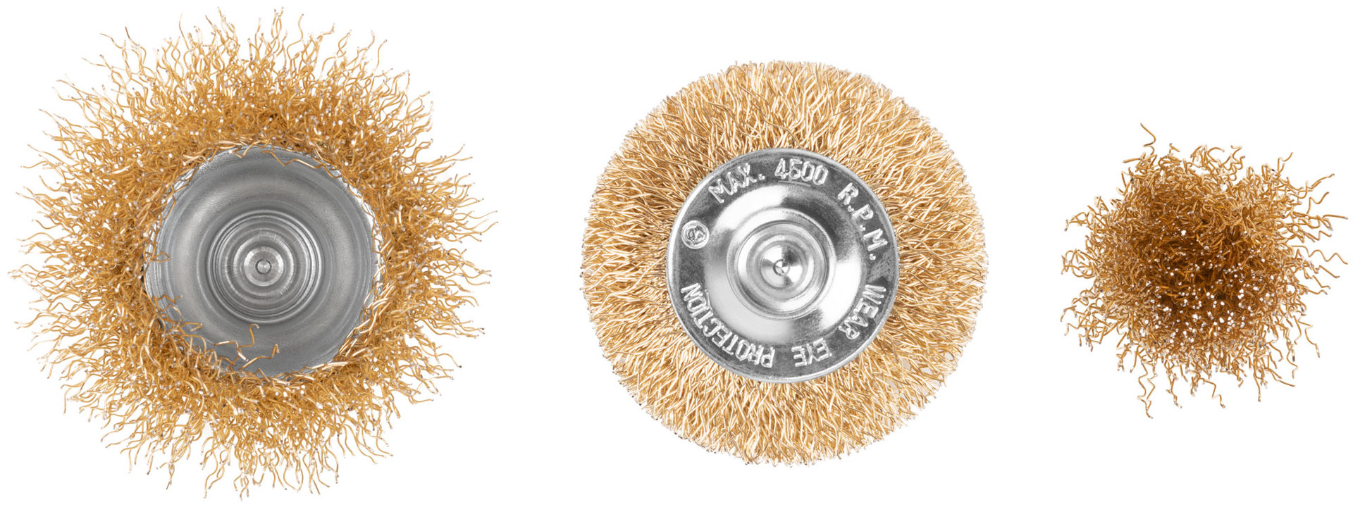 Набор щеток для дрели, 3 шт. (Чашки 25, 50 мм, Плоская 50 мм, латун. витая проволока, блистер, CUTOP Profi