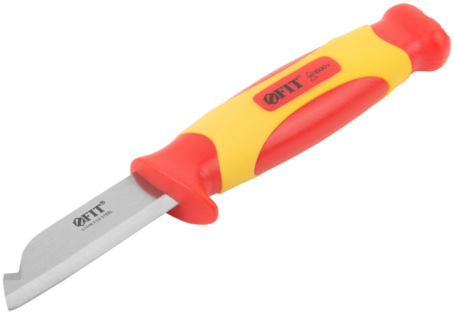 Нож изолированный 1000 В, нерж.сталь, 190 мм, лезвие 68 мм, прорезин.ручка (10607)