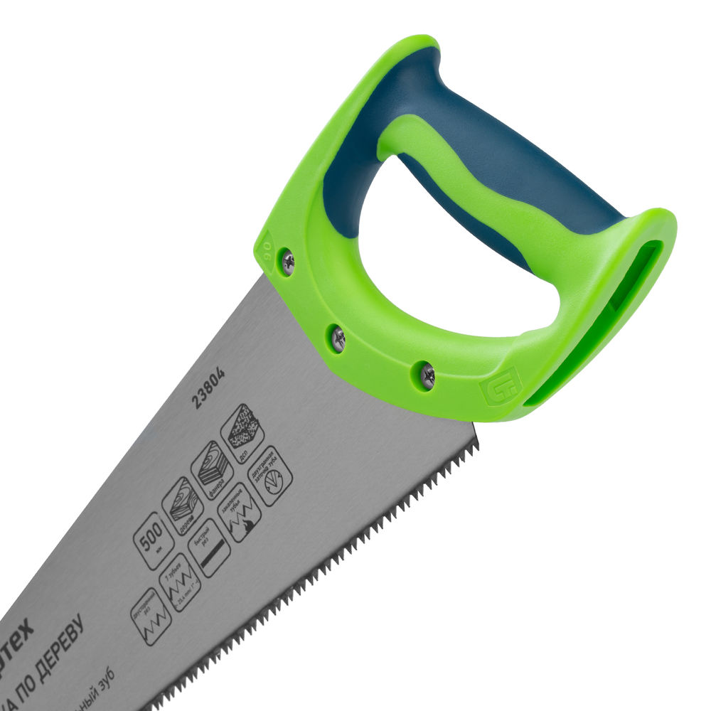 Ножовка по дереву Зубец, 500 мм, 7-8 TPI, каленый зуб 2D, двухкомпонентная рукоятка Сибртех